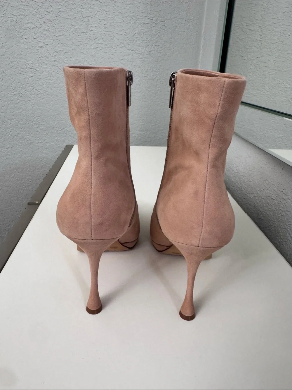 Vince Camuto Nude Suede Pointed-Toe Seasonal Ankle Booties NWOB